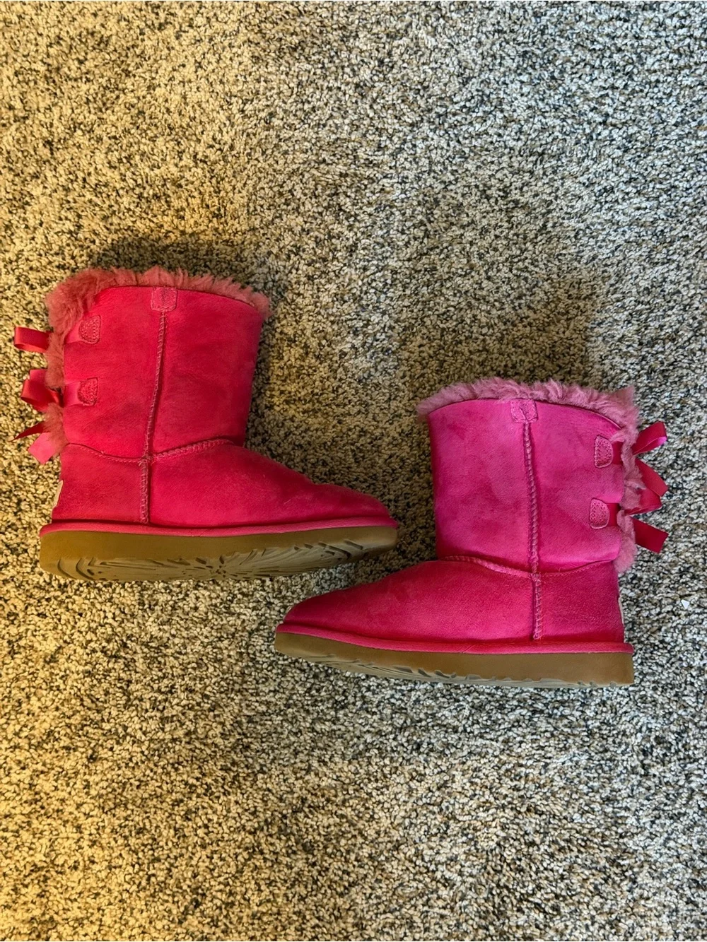 UGG Kids Hot Pink Suede Shearling Boots